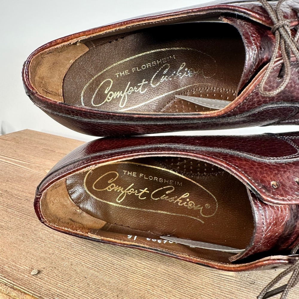 VTG Florsheim Comfort Cushion Mens Leather Derby Shoes SZ 8.5D Brown 606303 - Picture 7 of 10